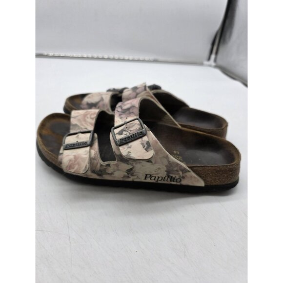 Papillio Sandals Shoes Womens Size 36 Floral Double Strap Birkenstock Cork Slide - Picture 4 of 9